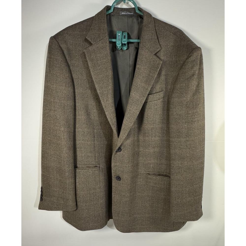 Oscar De La Renta Wool Blazer Mens Sport Coat 48R 2 Button Brown